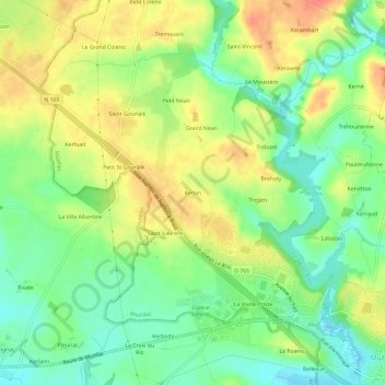 Topografische Karte Kerlan, Höhe, Relief