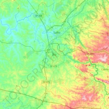 Topografische Karte Itu, Höhe, Relief