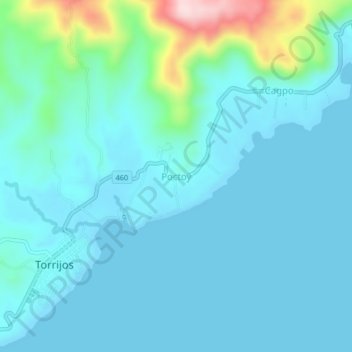 Topografische Karte Poctoy, Höhe, Relief