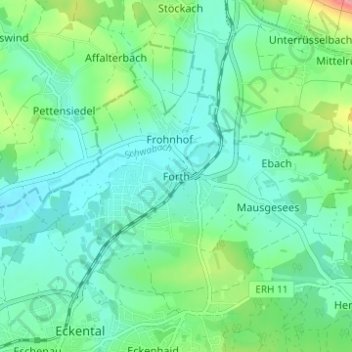 Topografische Karte Forth, Höhe, Relief