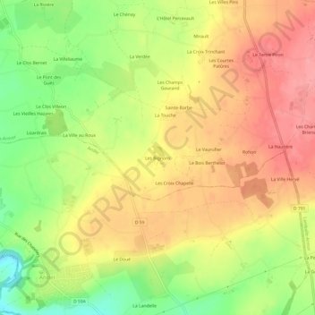 Topografische Karte Les Bignons, Höhe, Relief