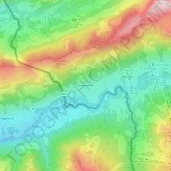 Topografische Karte Schlipfhalden, Höhe, Relief