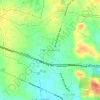 Topografische Karte Vattinagulapally, Höhe, Relief