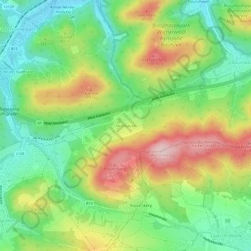 Topografische Karte Heimbautal, Höhe, Relief