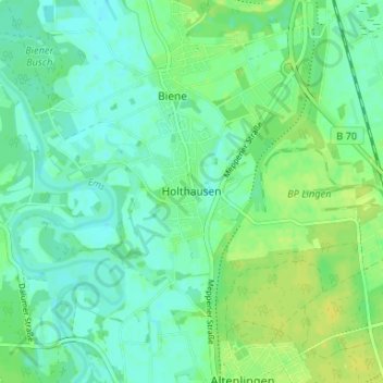 Topografische Karte Holthausen, Höhe, Relief