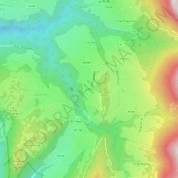 Topografische Karte Le Bois, Höhe, Relief