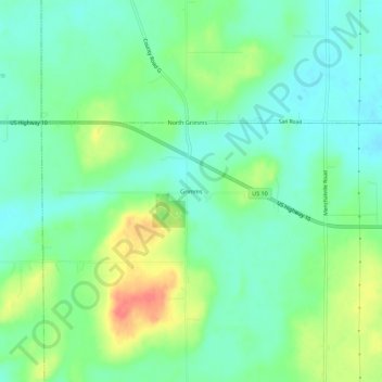 Topografische Karte Grimms, Höhe, Relief