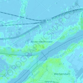 Topografische Karte Boven-Hardinxveld, Höhe, Relief