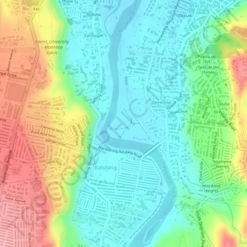 Topografische Karte Cala-Cala, Höhe, Relief