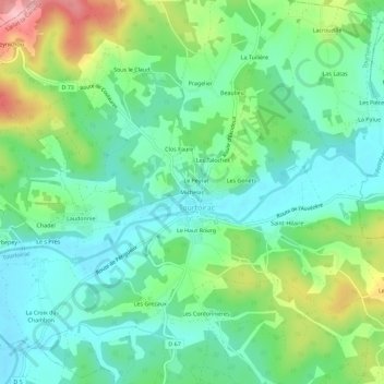 Topografische Karte Michelas, Höhe, Relief