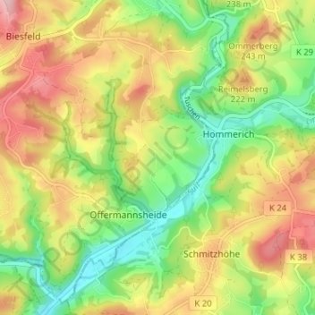 Topografische Karte Oeldorf, Höhe, Relief
