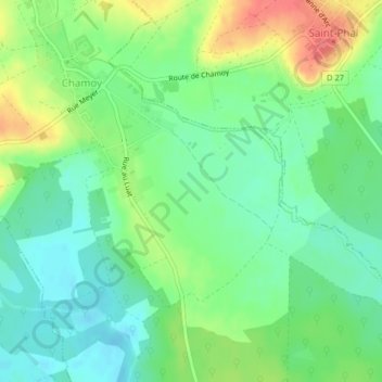 Topografische Karte Rue Jacquart, Höhe, Relief