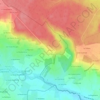 Topografische Karte L'Ecottay, Höhe, Relief