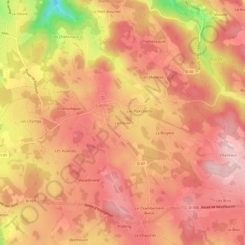 Topografische Karte La Dause, Höhe, Relief