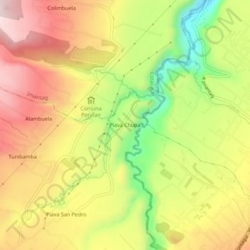 Topografische Karte Piava Chupa, Höhe, Relief