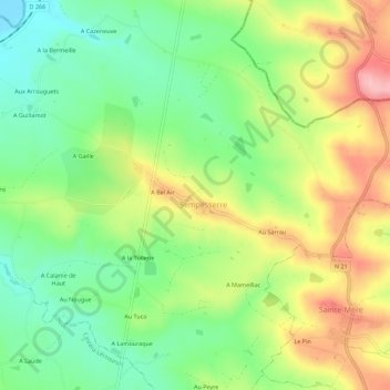 Topografische Karte A Lamothe, Höhe, Relief