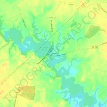 Topografische Karte Everets, Höhe, Relief