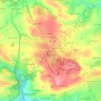 Topografische Karte Le Puy du Fou, Höhe, Relief