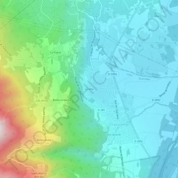 Topografische Karte La Ville, Höhe, Relief