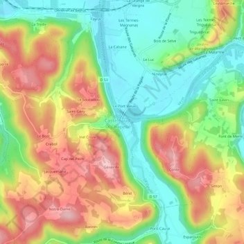 Topografische Karte Tournepicque, Höhe, Relief