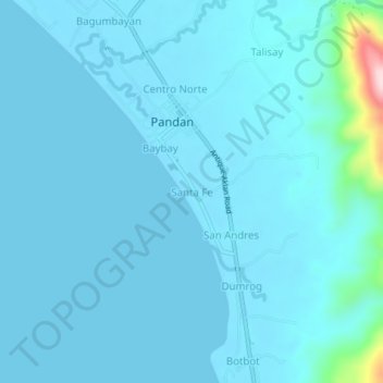 Topografische Karte Santa Fe, Höhe, Relief
