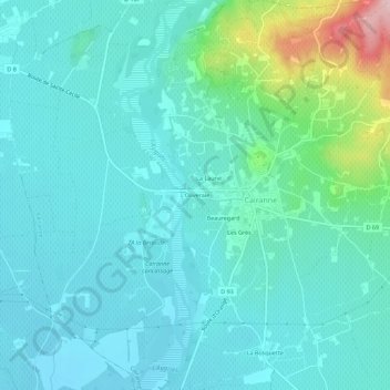 Topografische Karte L'Oliveraie, Höhe, Relief