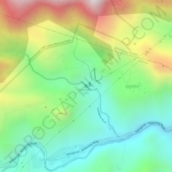 Topografische Karte PulangBato Falls, Höhe, Relief