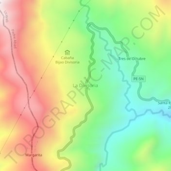 Topografische Karte La Divisoria, Höhe, Relief