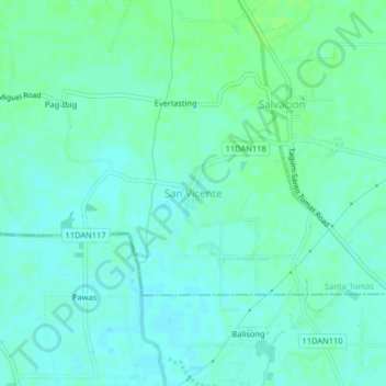 Topografische Karte San Vicente, Höhe, Relief