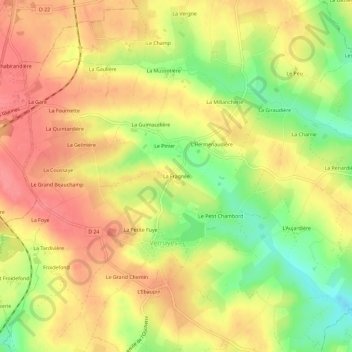 Topografische Karte La Fragnée, Höhe, Relief