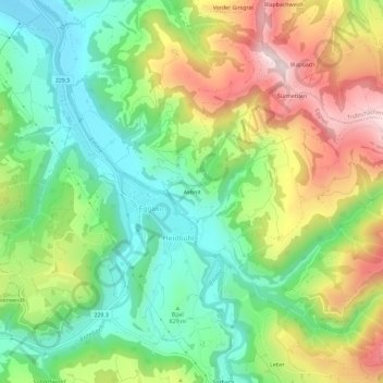 Topografische Karte Aebnit, Höhe, Relief