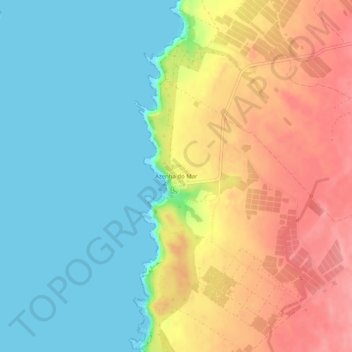 Topografische Karte Azenha do Mar, Höhe, Relief
