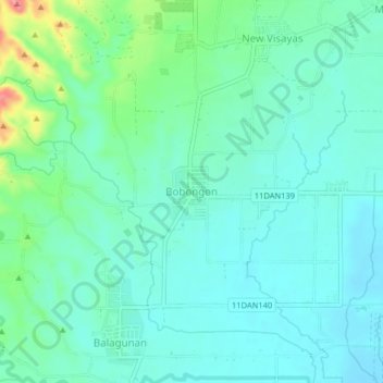 Topografische Karte Bobongon, Höhe, Relief