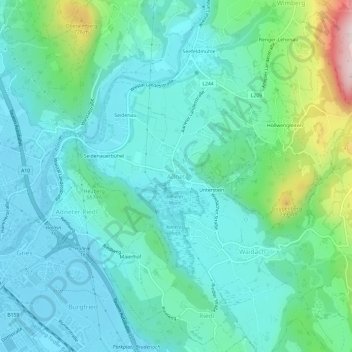 Topografische Karte Adnet, Höhe, Relief