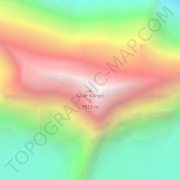 Topografische Karte Saser Kangri II, Höhe, Relief