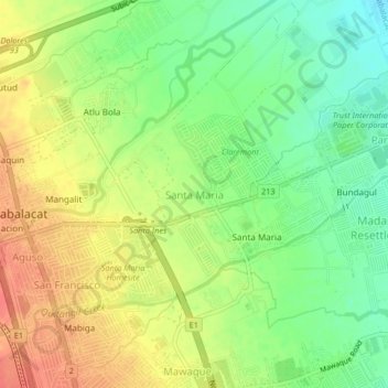 Topografische Karte Santa Maria, Höhe, Relief