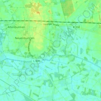 Topografische Karte Farwick, Höhe, Relief