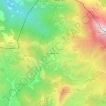 Topografische Karte Piedrasluengas, Höhe, Relief