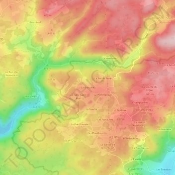 Topografische Karte La Breuche, Höhe, Relief