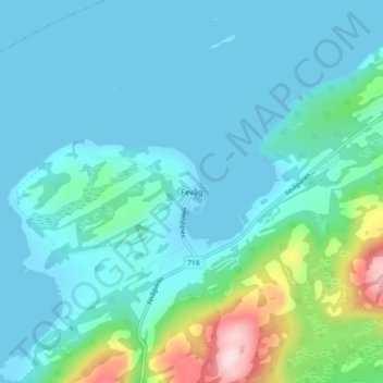 Topografische Karte Fevåg, Höhe, Relief