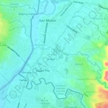 Topografische Karte Ampid 2, Höhe, Relief