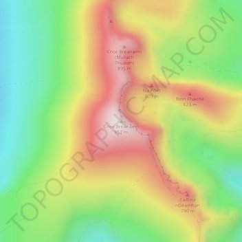 Topografische Karte Mount Brandon, Höhe, Relief