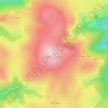Topografische Karte Mont Journal, Höhe, Relief