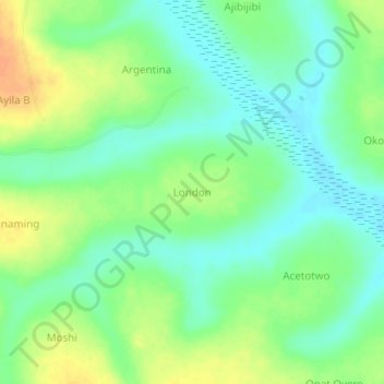 Topografische Karte London, Höhe, Relief