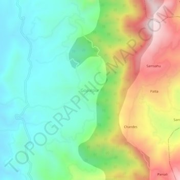 Topografische Karte Gopalpur, Höhe, Relief