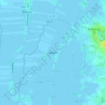 Topografische Karte Oppeln, Höhe, Relief