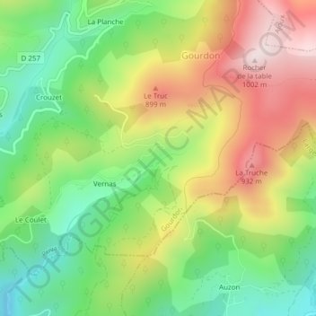 Topografische Karte Barthres, Höhe, Relief