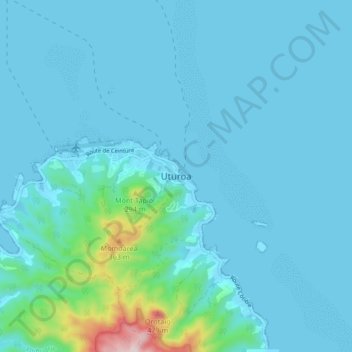 Topografische Karte Uturoa, Höhe, Relief