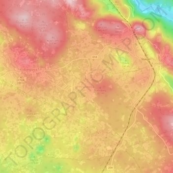 Topografische Karte Hruševica, Höhe, Relief