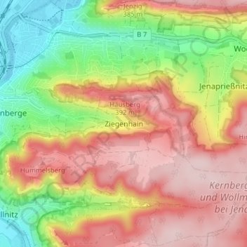 Topografische Karte Ziegenhain, Höhe, Relief